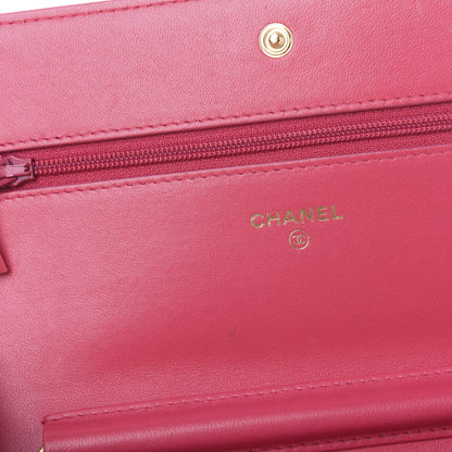 Chanel Lambskin Quilted Boy Wallet On Chain WOC Fuchsia 8 of 11