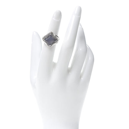 David Yurman 18K White Gold Diamond Blue Chalcedony Quatrefoil Ring 50 5.5 2 of 5