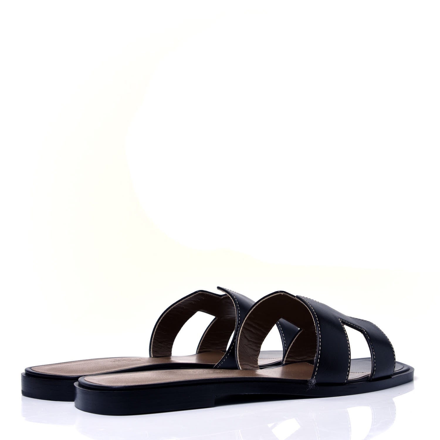 Hermes Box Calfskin Oran Sandals 38 Black 3 of 10