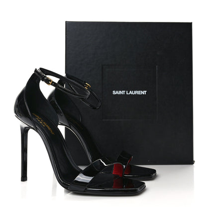 Saint Laurent Patent Calfskin Amber 105 Ankle Strap Sandals 39 Black 8 of 8