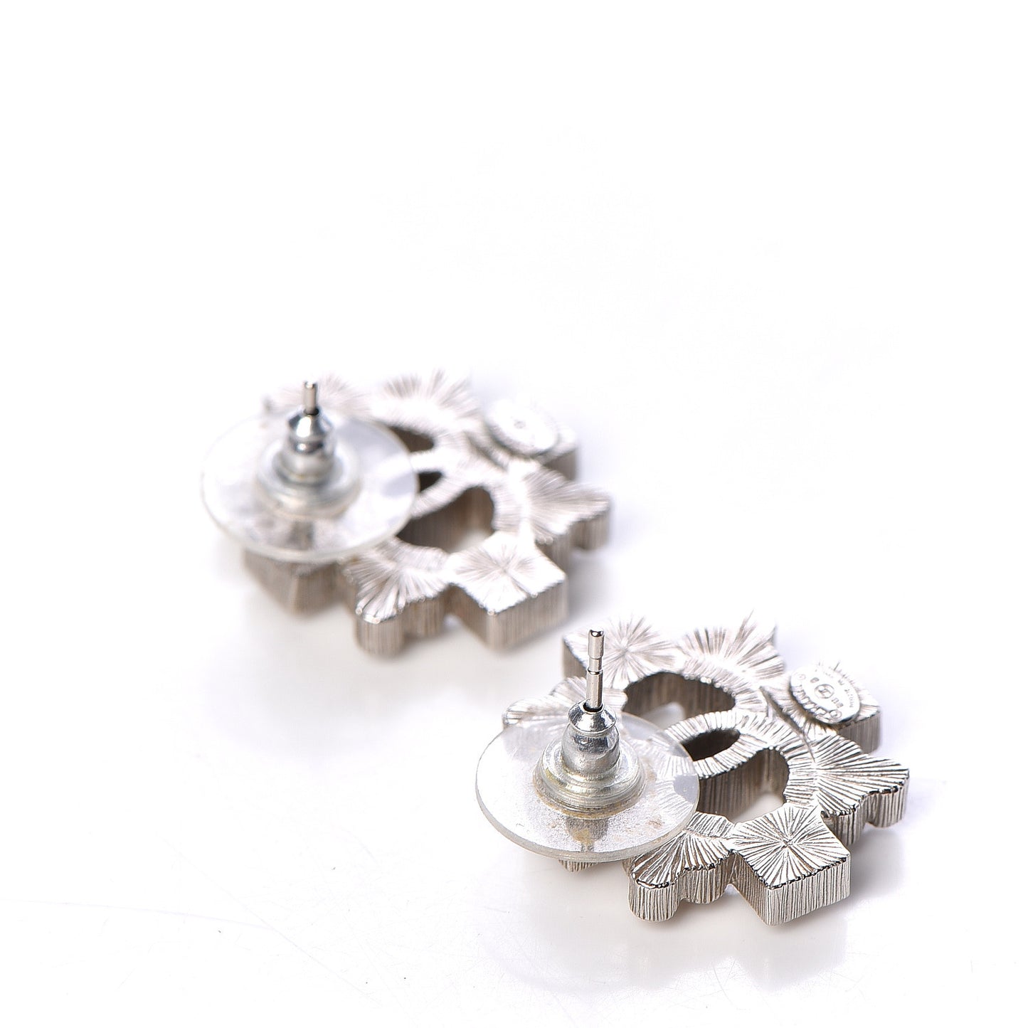 Baguette Crystal CC Earrings Silver