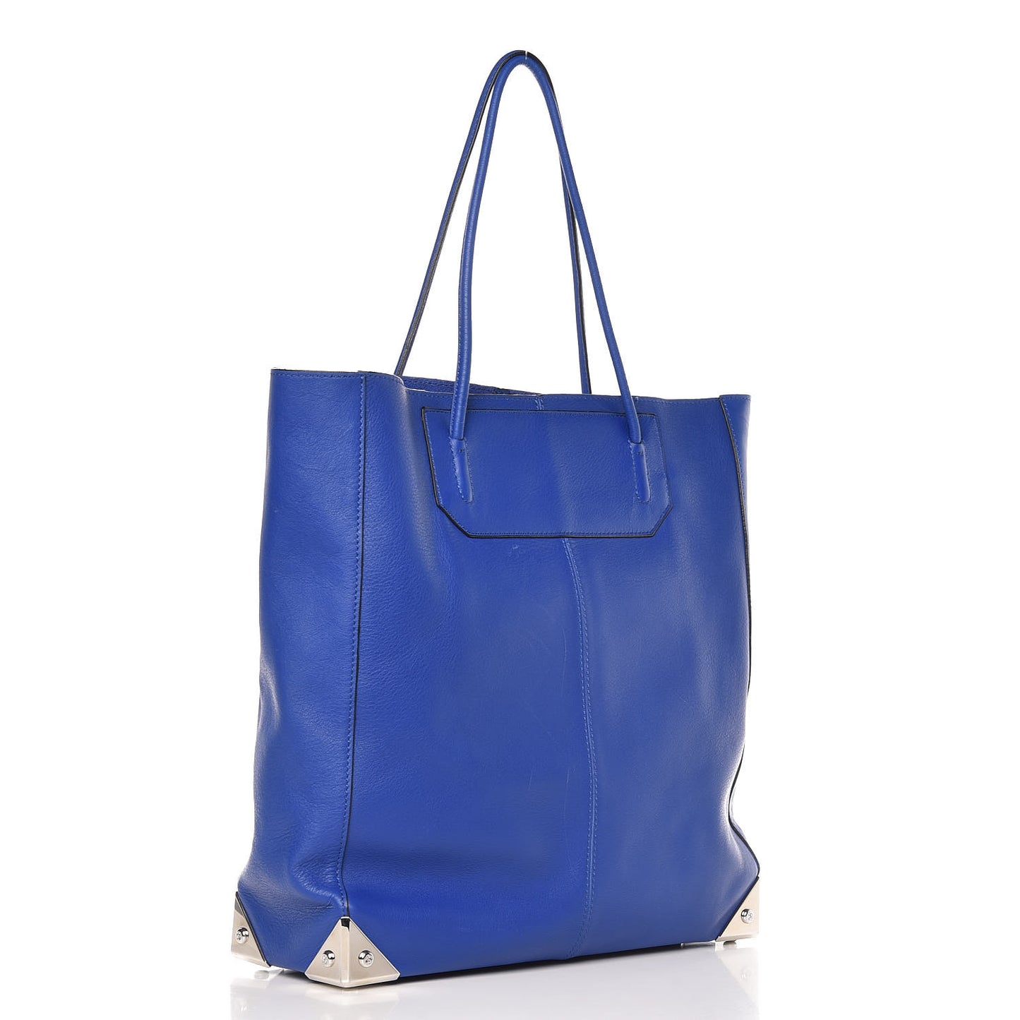Pebbled Calfskin Prisma Skeletal Tote Azure