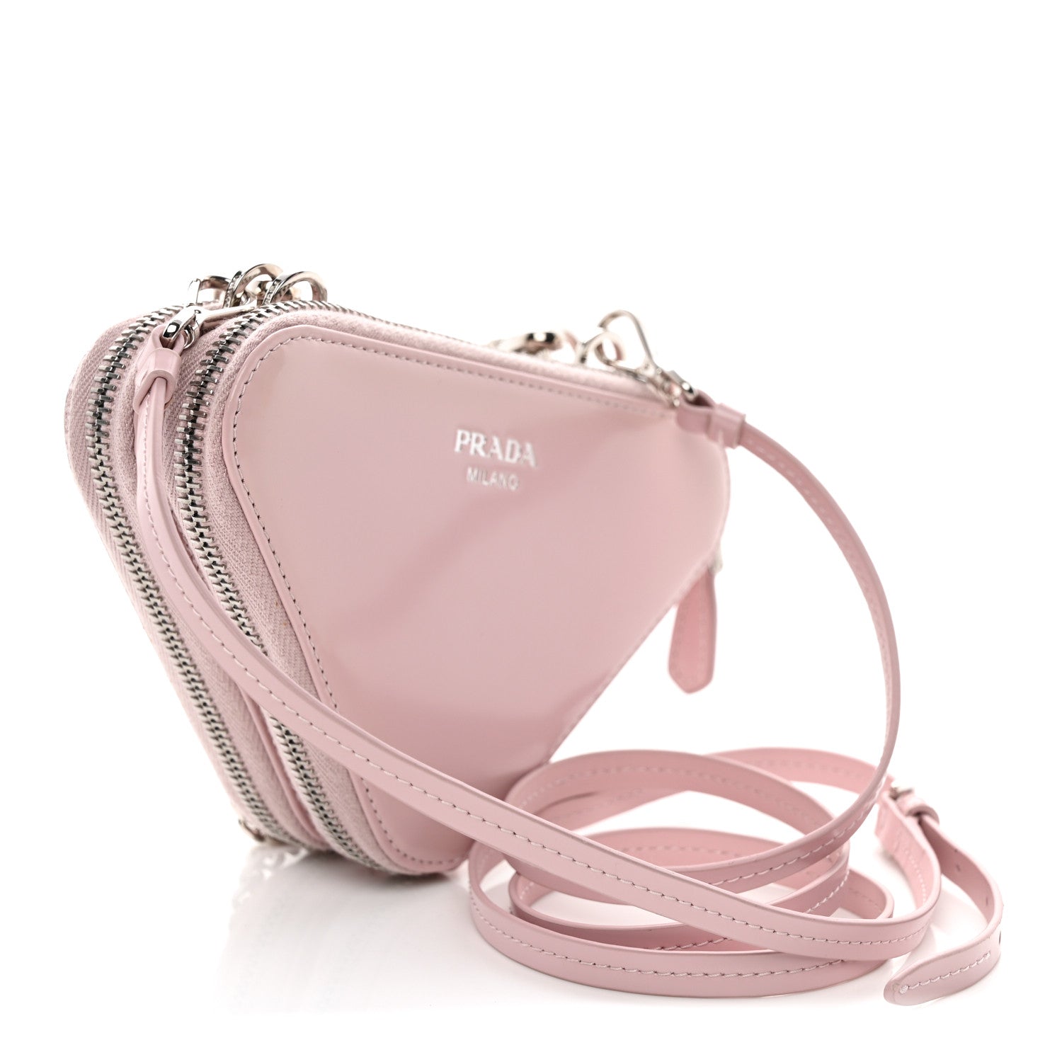 Prada Satin Crystal Mini Triangle Crossbody Pouch Alabastro 3 of 13