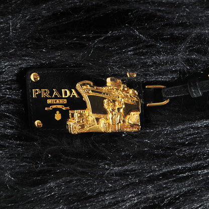Prada Eco Kidassia Faux Fur Garden Tote Black 5 of 6