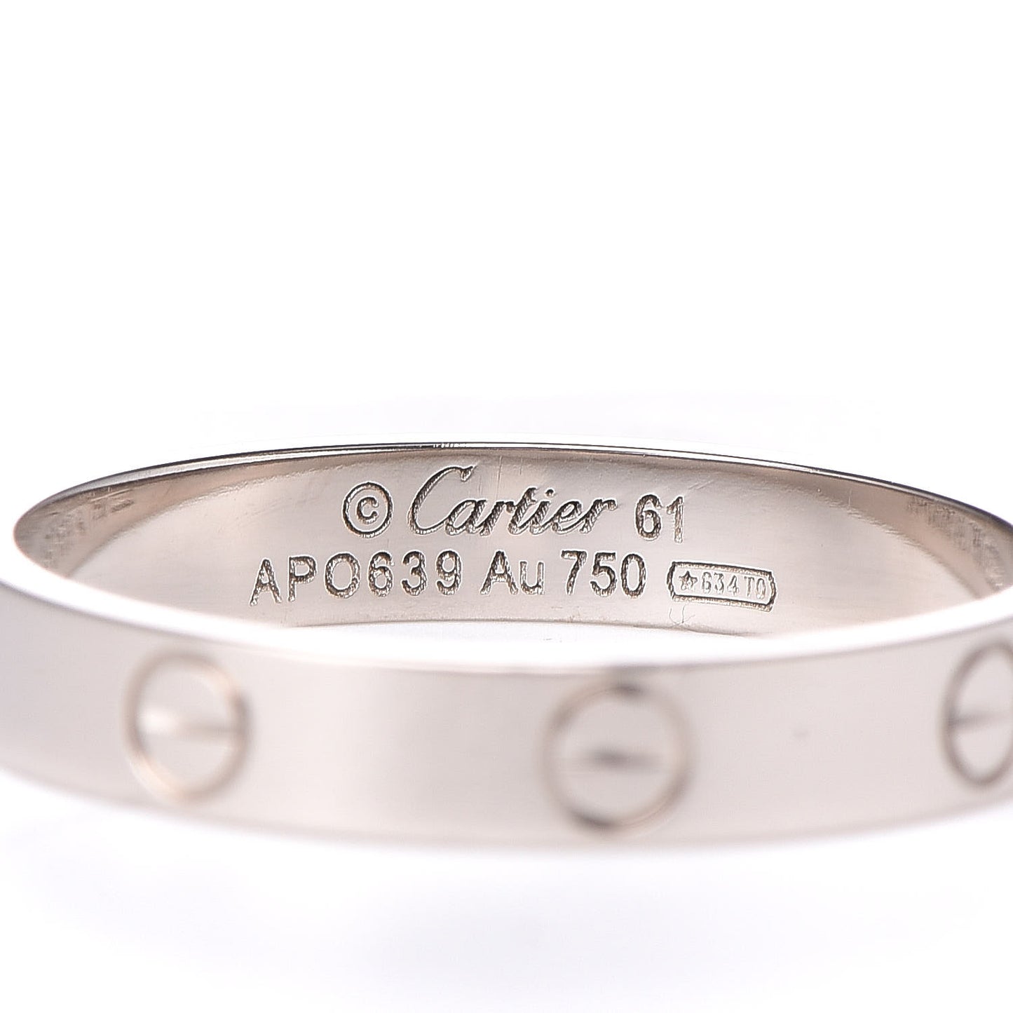 18K White Gold 3.5mm LOVE Wedding Band Ring 61 9.5