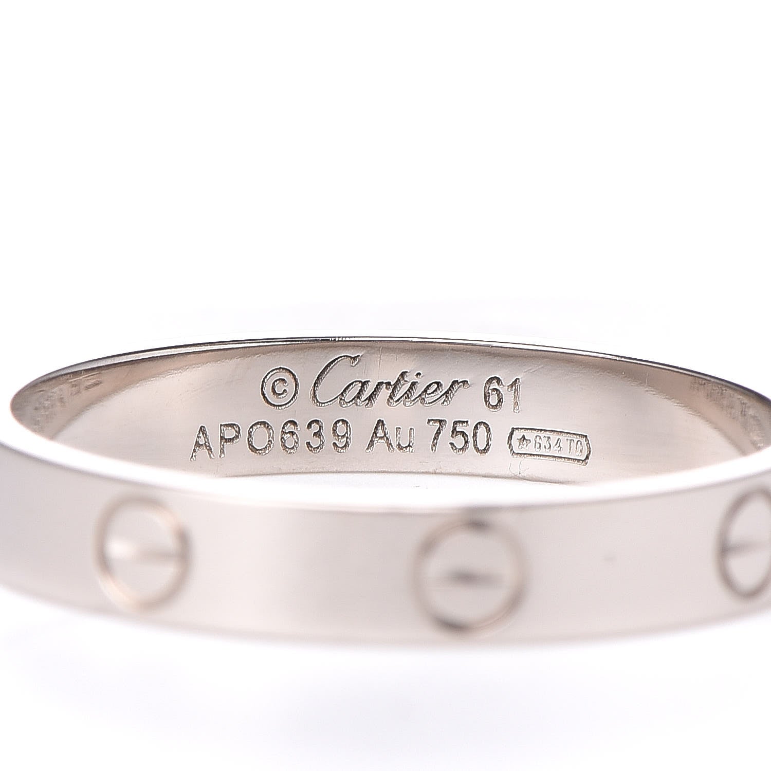 Cartier 18K White Gold 3.5mm LOVE Wedding Band Ring 61 9.5 7 of 10