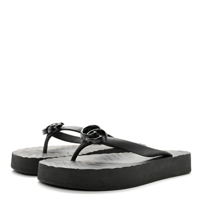 Gucci Rubber Chevron Womens GG Thong Sandals 42 Black 3 of 10