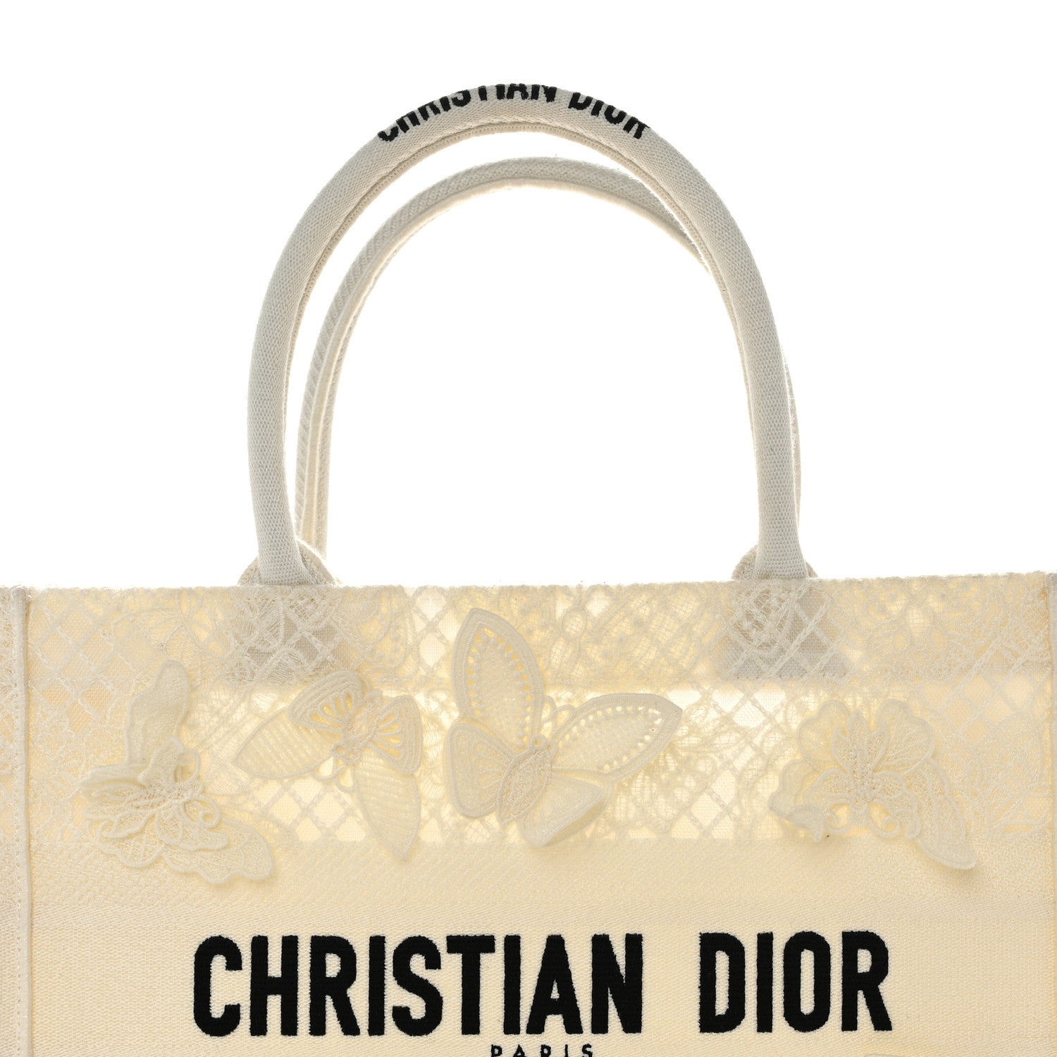 Christian Dior Embroidered 3D Macrame D-Lace Butterfly Medium Book Tote White 8 of 10