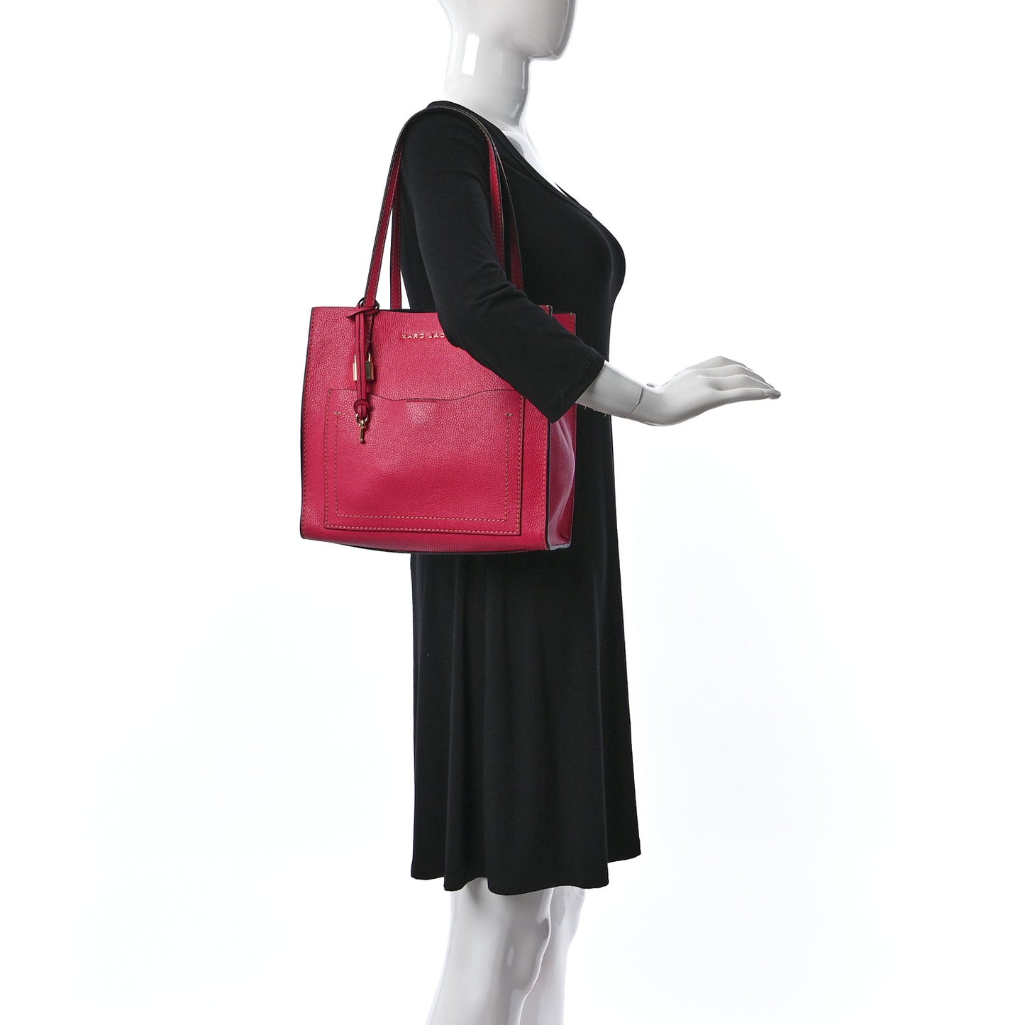 Grained Calfskin Medium Grind T Pocket Tote Fuchsia