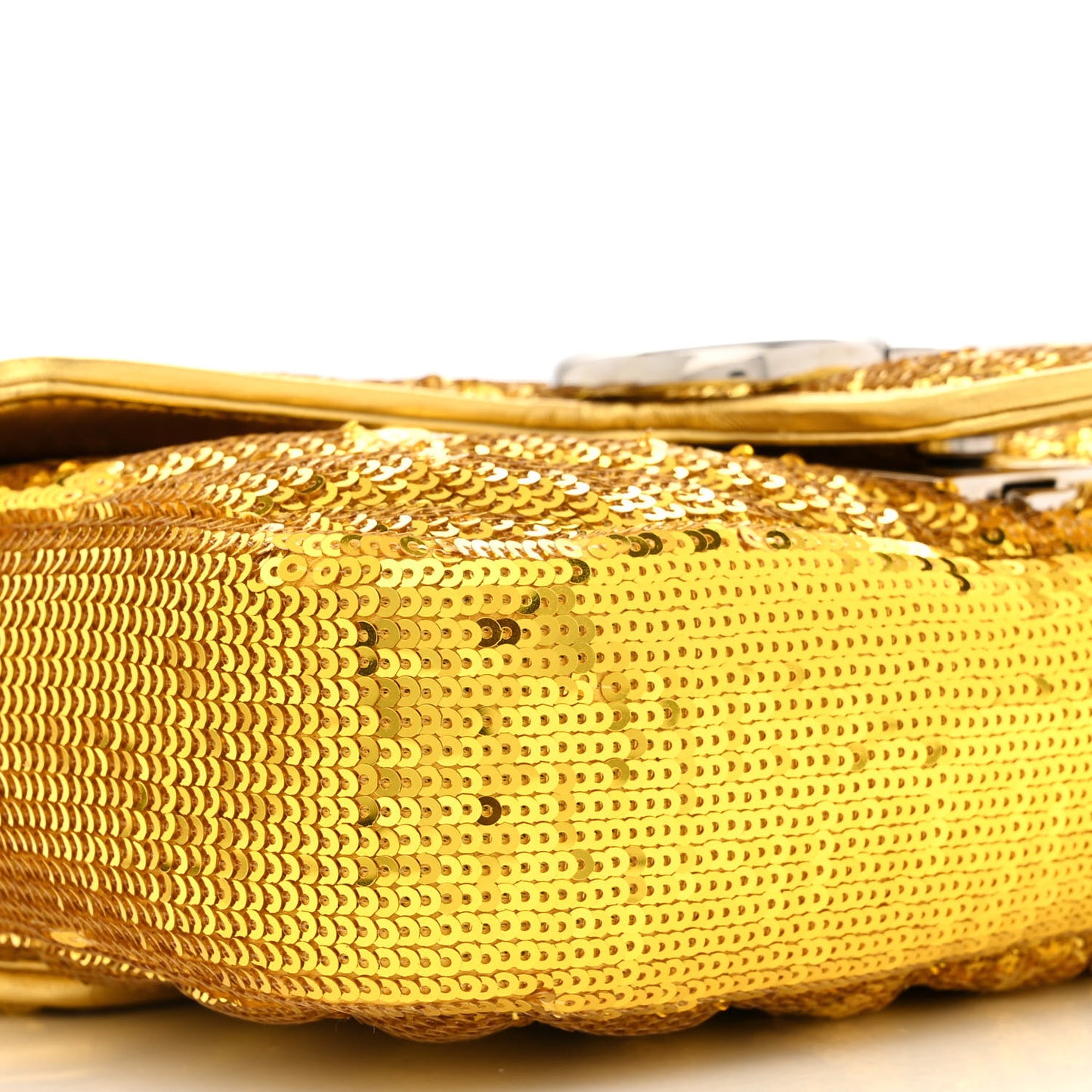 Sequin Matelasse Diagonal Mini GG Marmont Shoulder Bag Gold