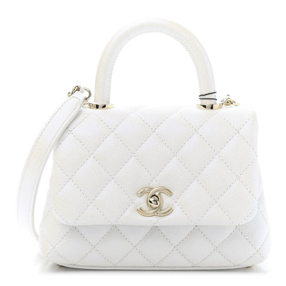 Chanel Iridescent Caviar Quilted Extra Mini Coco Handle Flap Ivory 1 of 11
