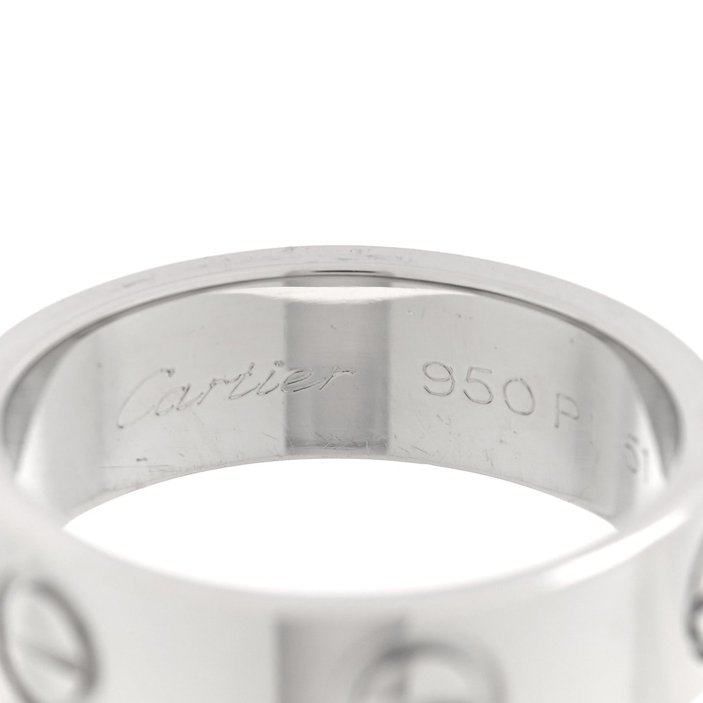 Platinum 5.5mm LOVE Ring 51 5.75