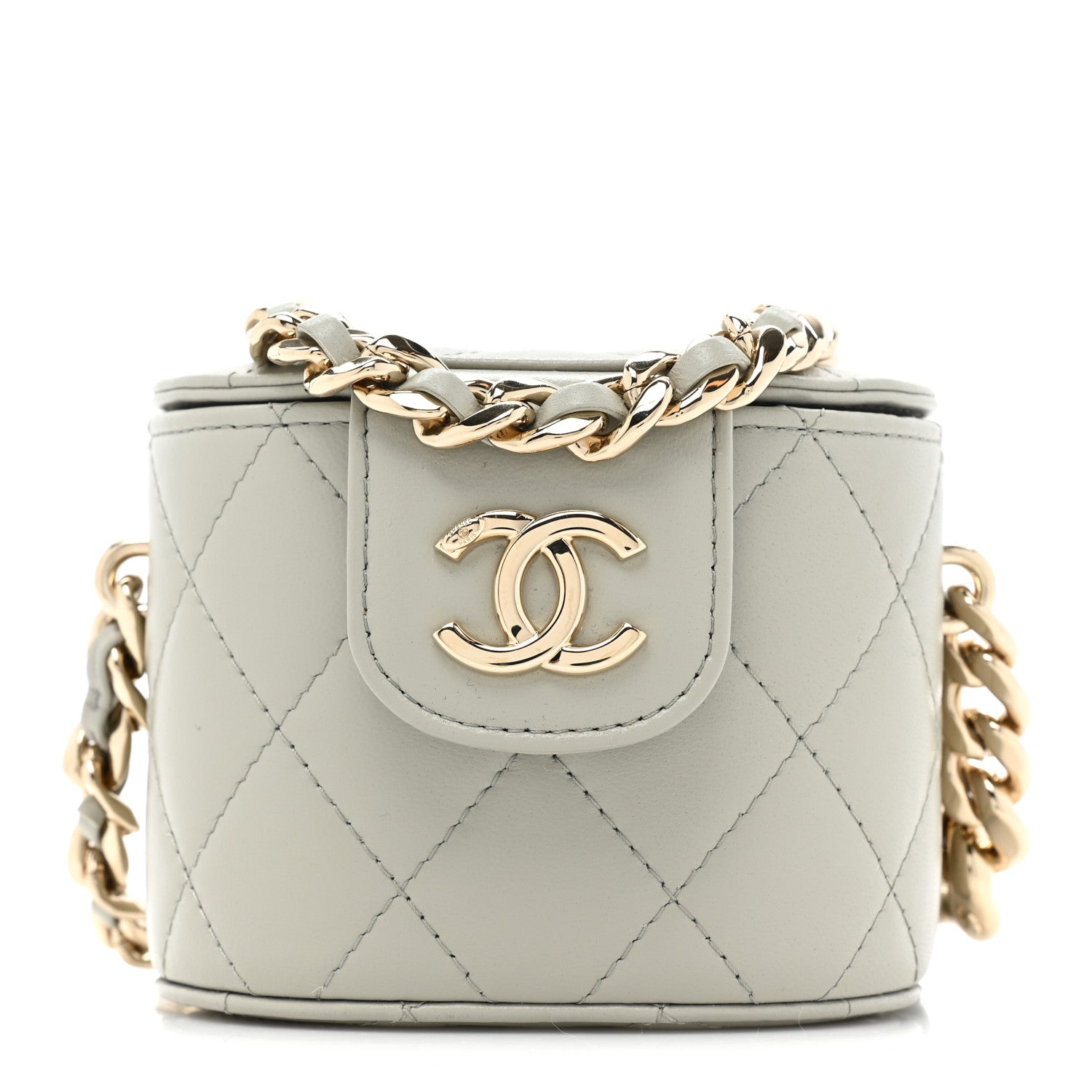 Chanel Lambskin Quilted Mini Vanity Case With Chain Grey 1 of 10