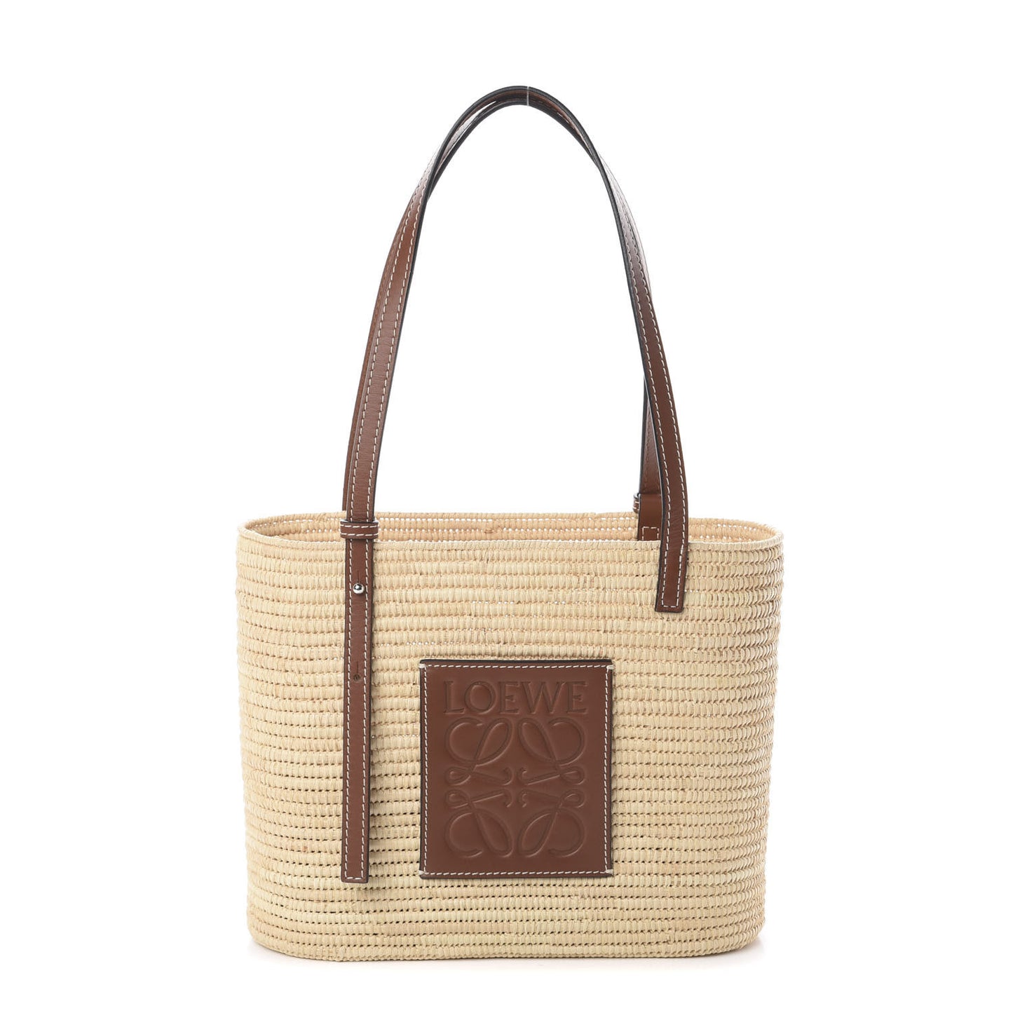 Raffia Square Basket Tote Bag Natural Tan