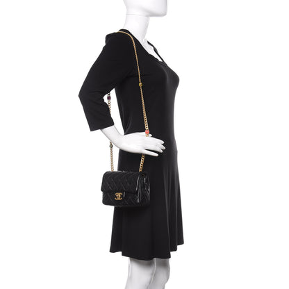 Chanel Lambskin Resin Quilted Mini Pearl Samba Square Flap Black 2 of 10