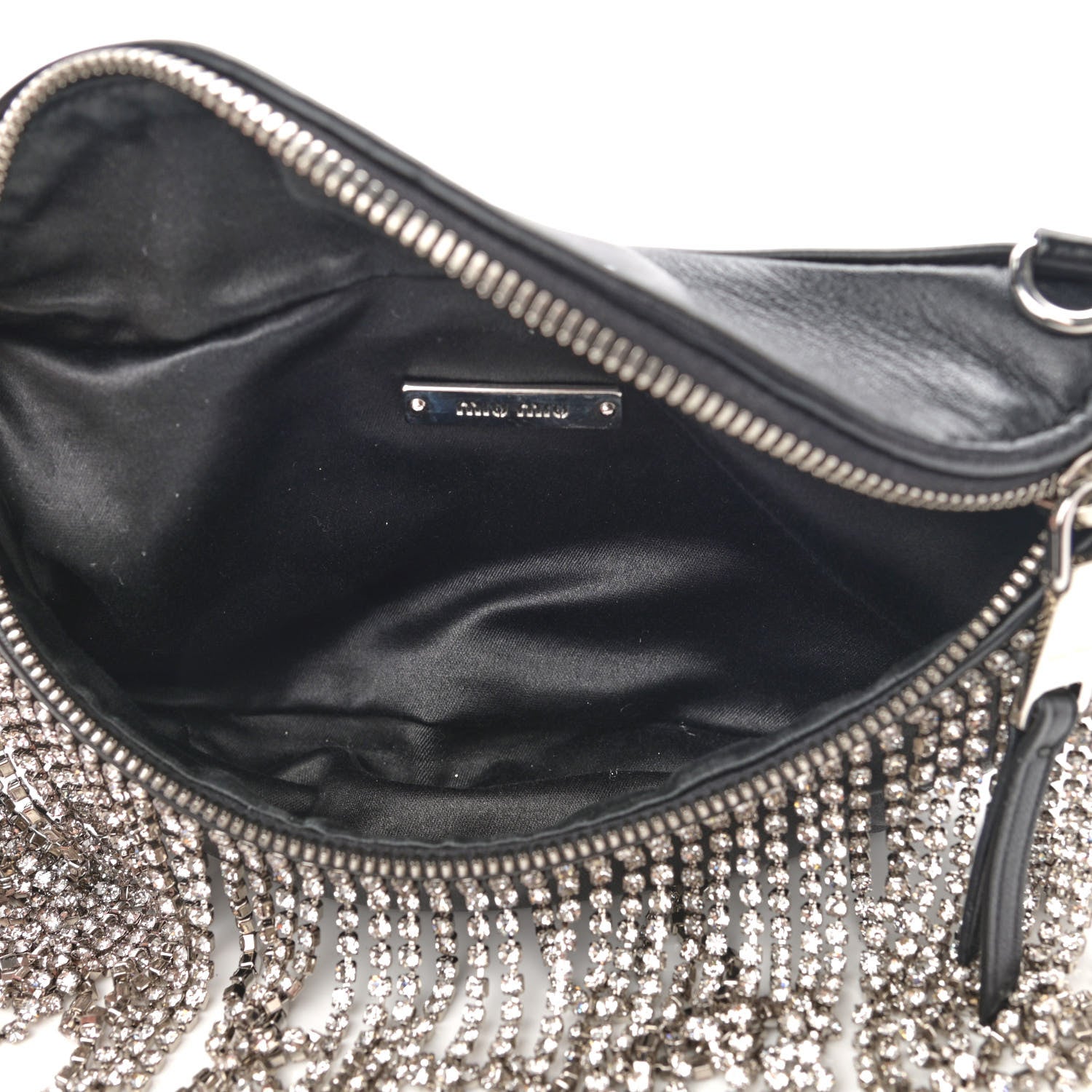 Miu Miu Nappa Crystal Fringe Belt Bag Black 5 of 9