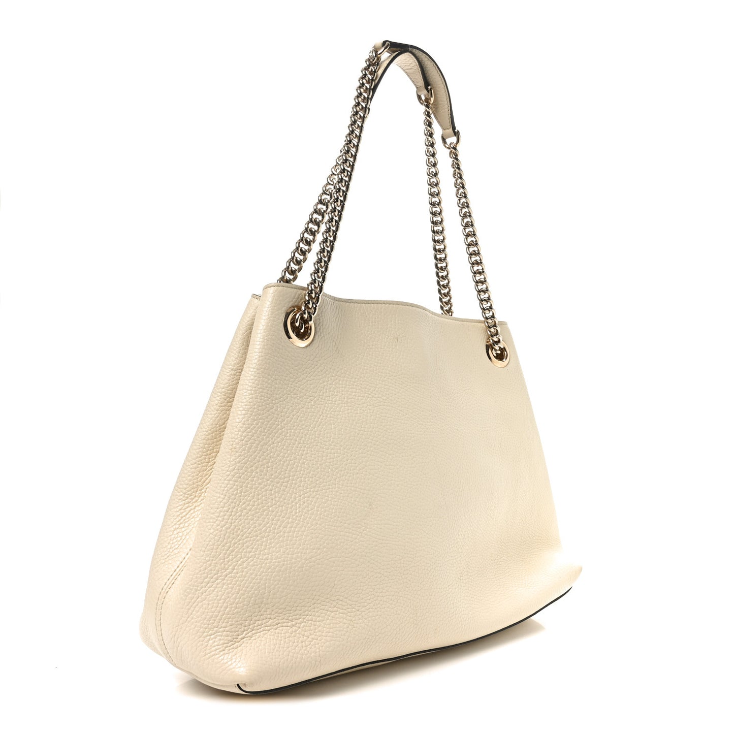 Pebbled Calfskin Medium Soho Chain Shoulder Bag Off White