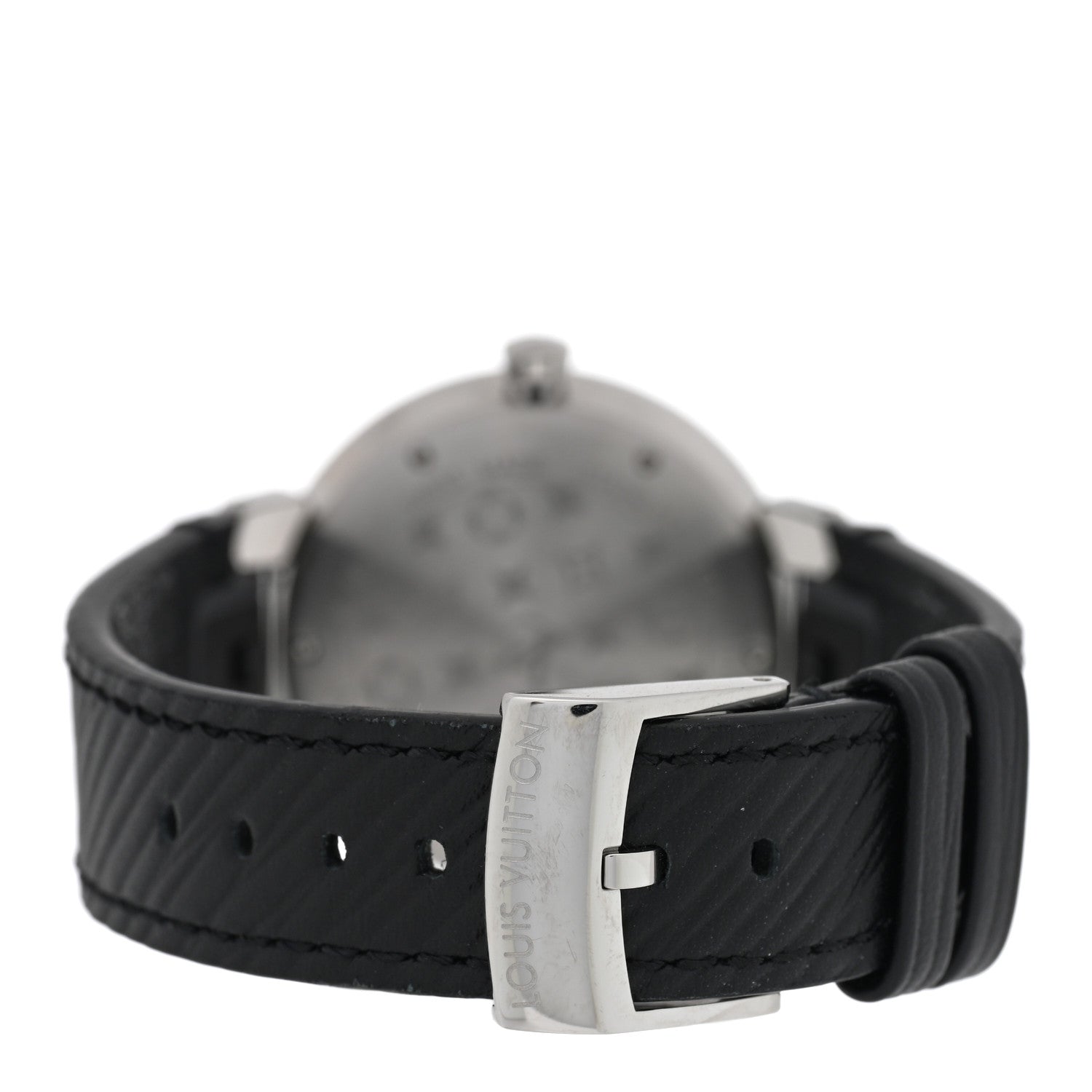 Louis Vuitton Stainless Steel Epi Diamond 33mm Tambour Slim Quartz Watch Black 3 of 5
