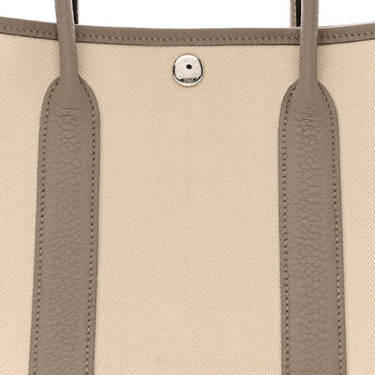 Hermes Toile Chevron Vache Country Garden Party Tote 30 TPM Gris Asphalt Craie 8 of 10