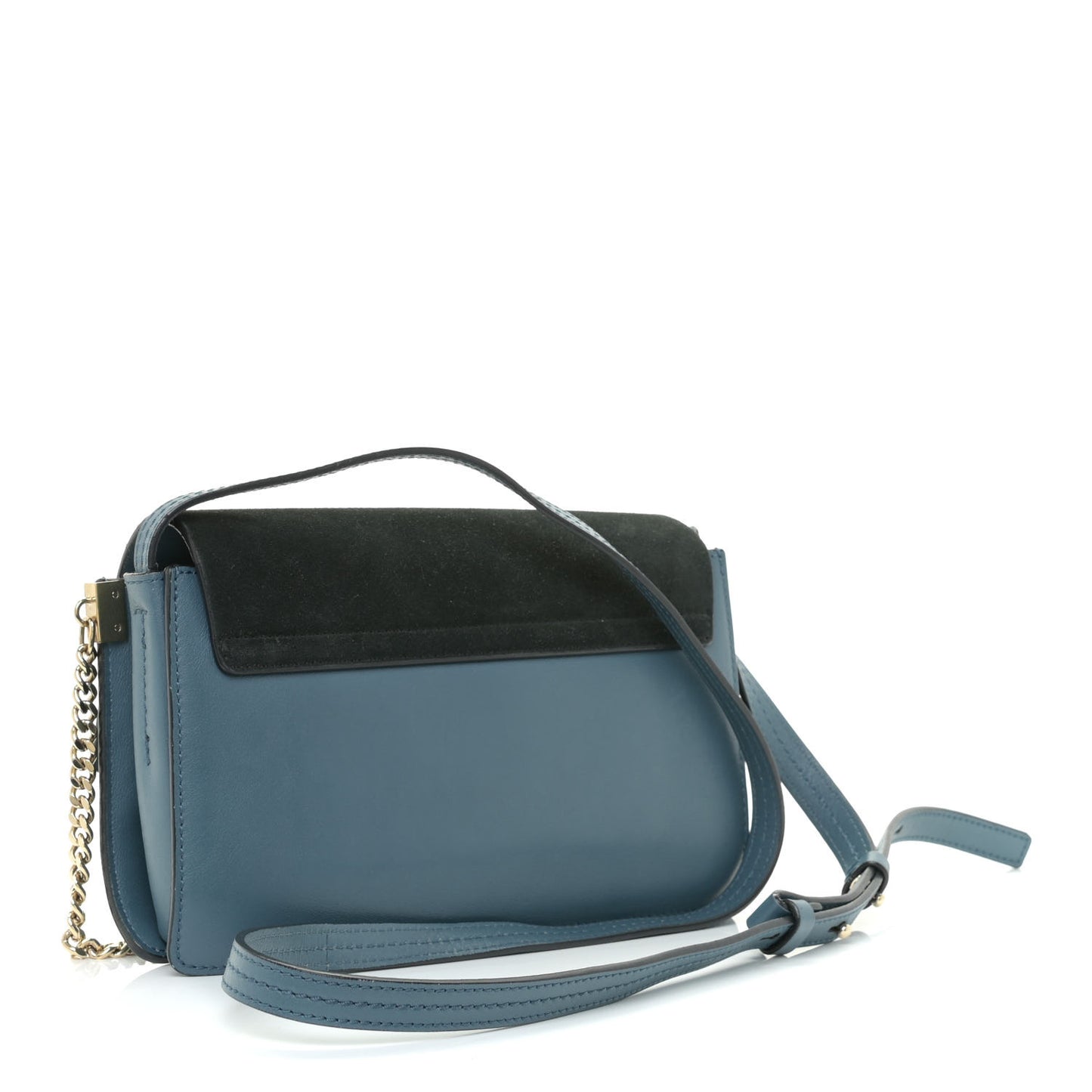 Suede Calfskin Small Faye Shoulder Bag Summer Blue Intense Green