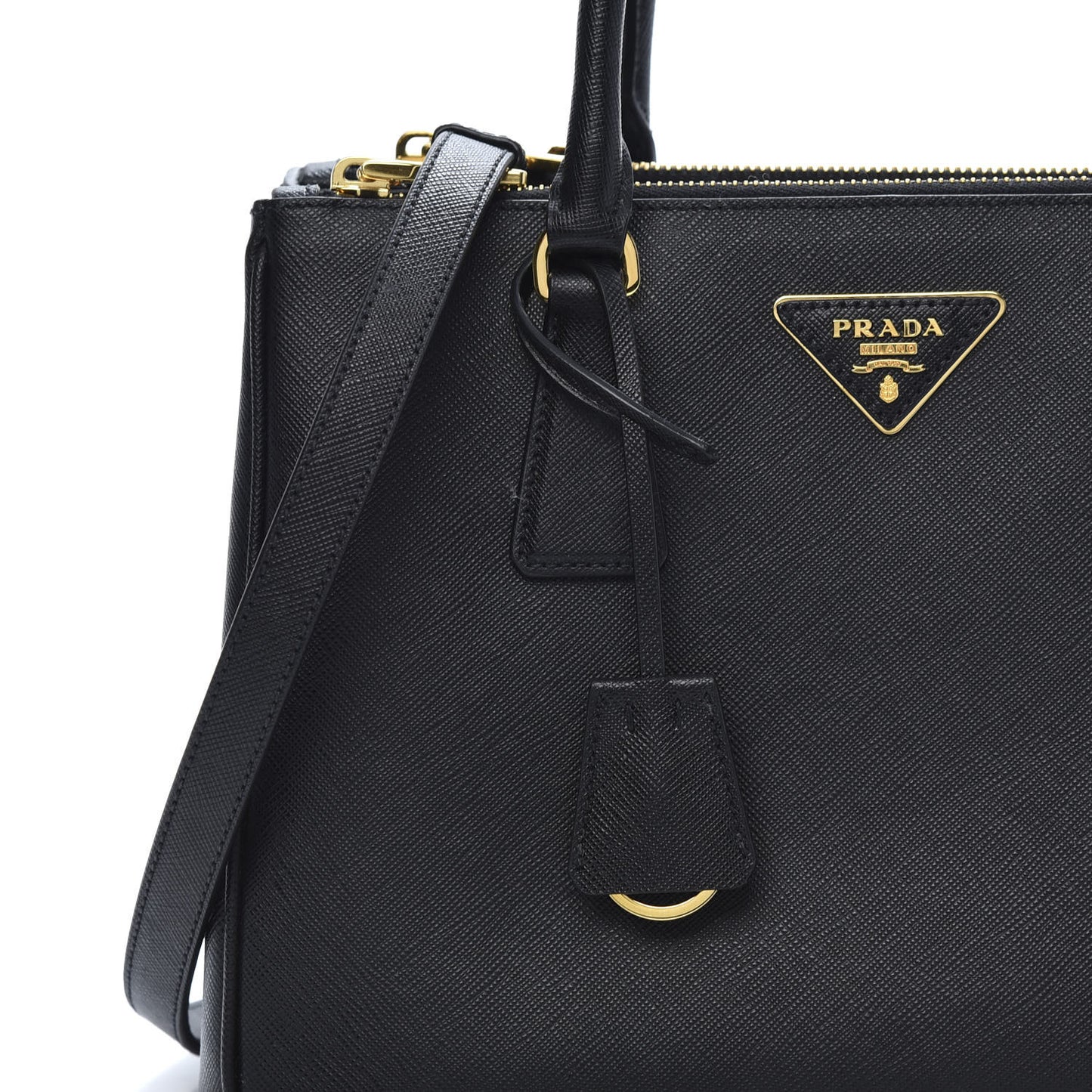 Saffiano Small Galleria Double Zip Tote Black