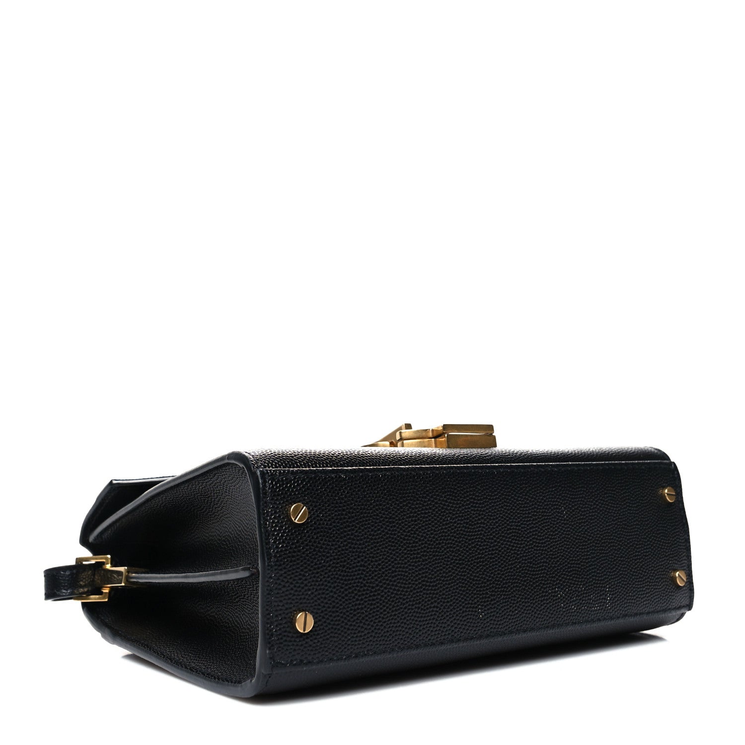 Saint Laurent Grain de Poudre Mini Classic Monogram Cassandra Top Handle Black Rouge Legion 4 of 11