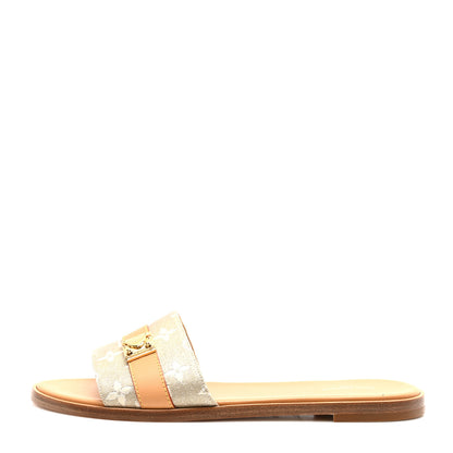 Louis Vuitton Monoglam Lock It Flat Mule 40 Gold 1 of 9