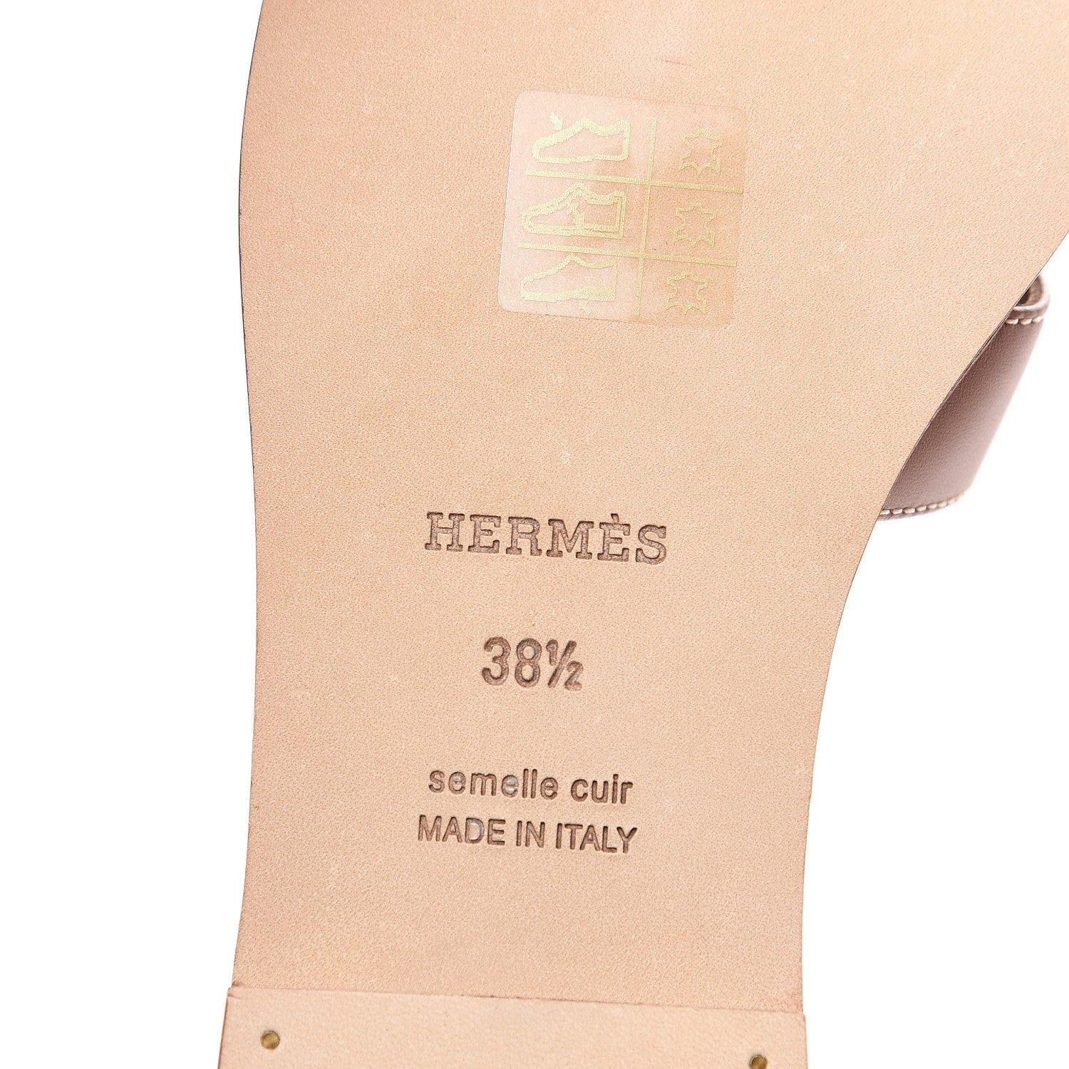 Hermes Box Calfskin Oran Sandals 38.5 Gold 7 of 8