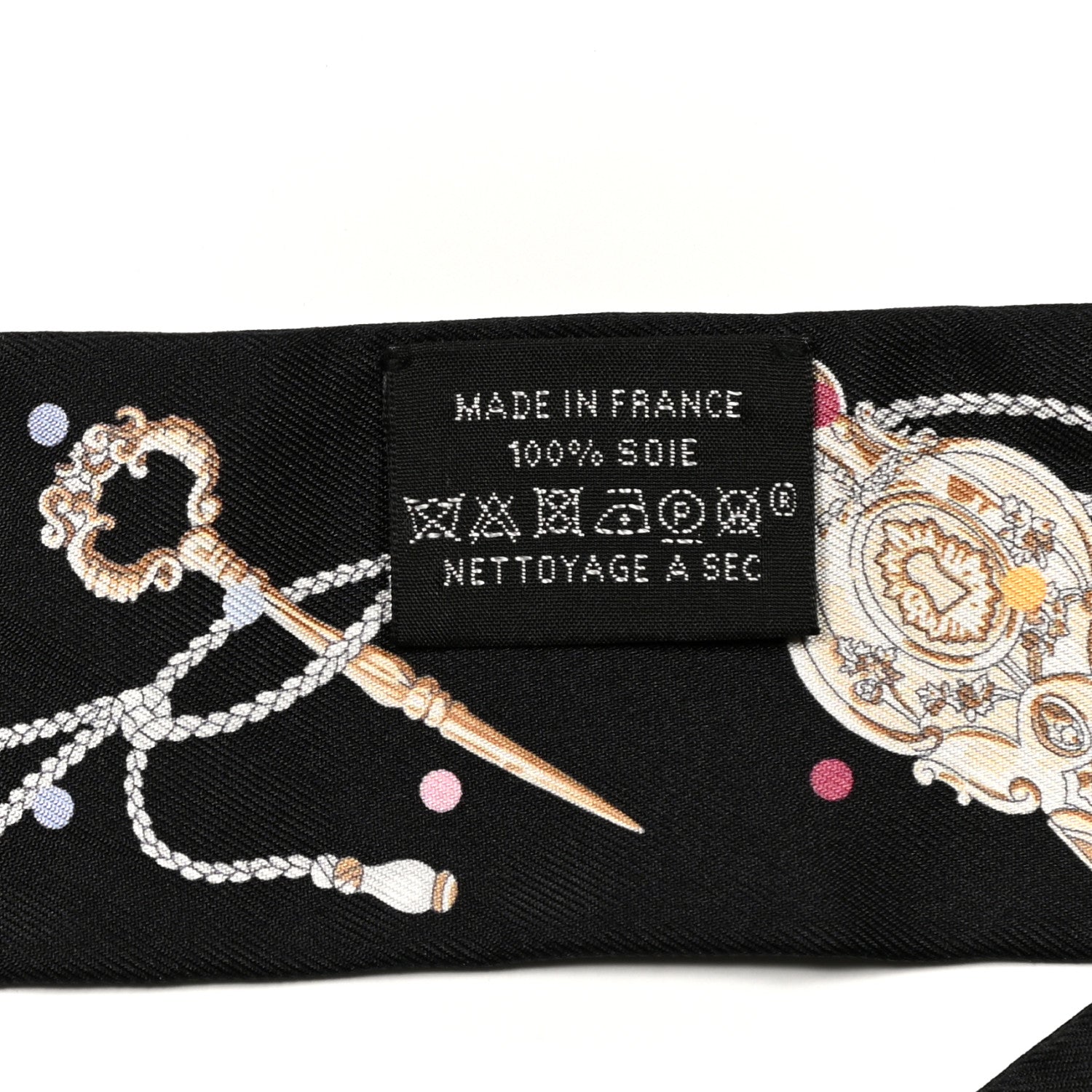 Hermes Silk Les Cles A Pois Twilly Black Beige Rose Multicolor 4 of 4