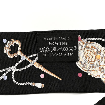 Hermes Silk Les Cles A Pois Twilly Black Beige Rose Multicolor 4 of 4