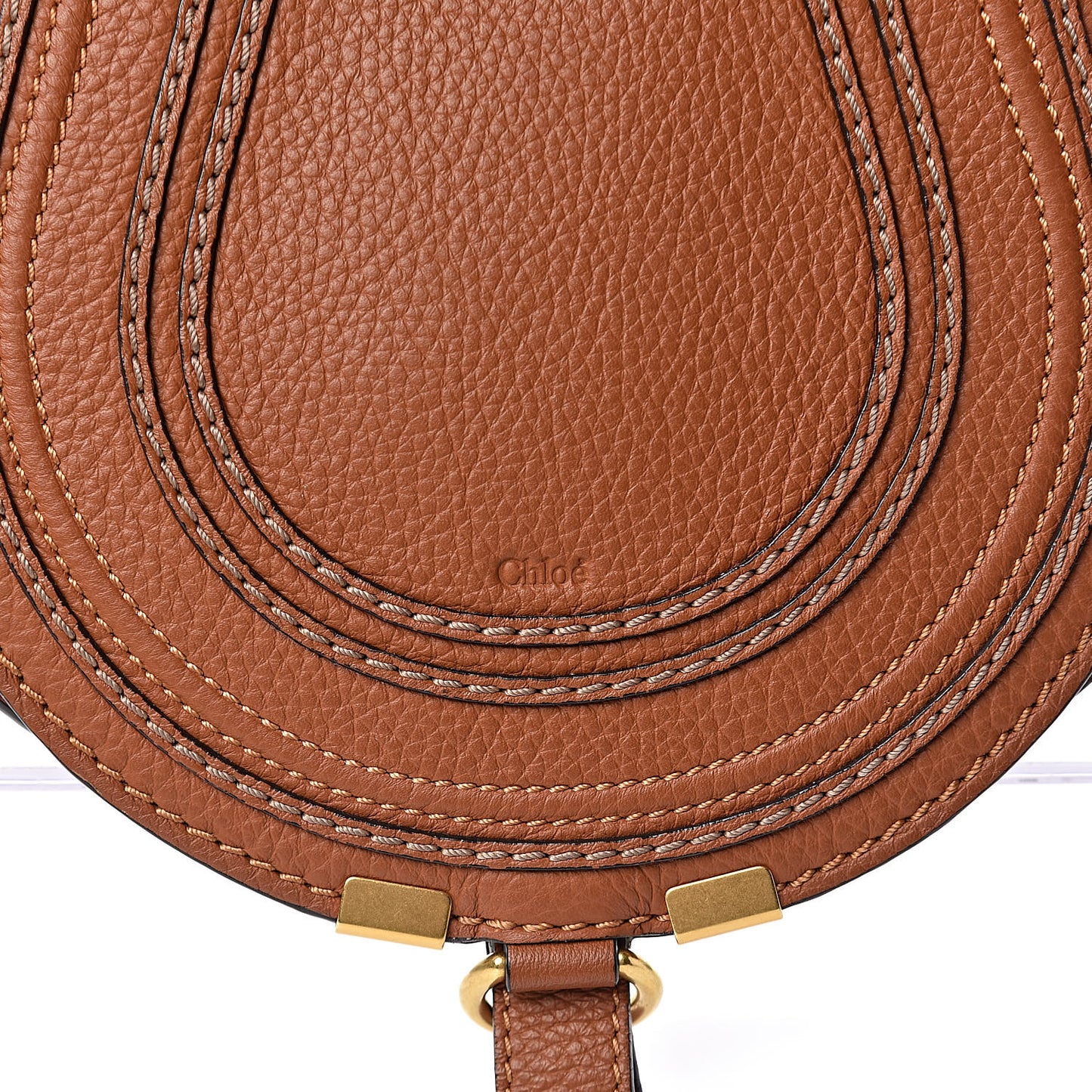 Calfskin Mini Marcie Round Crossbody Bag Tan