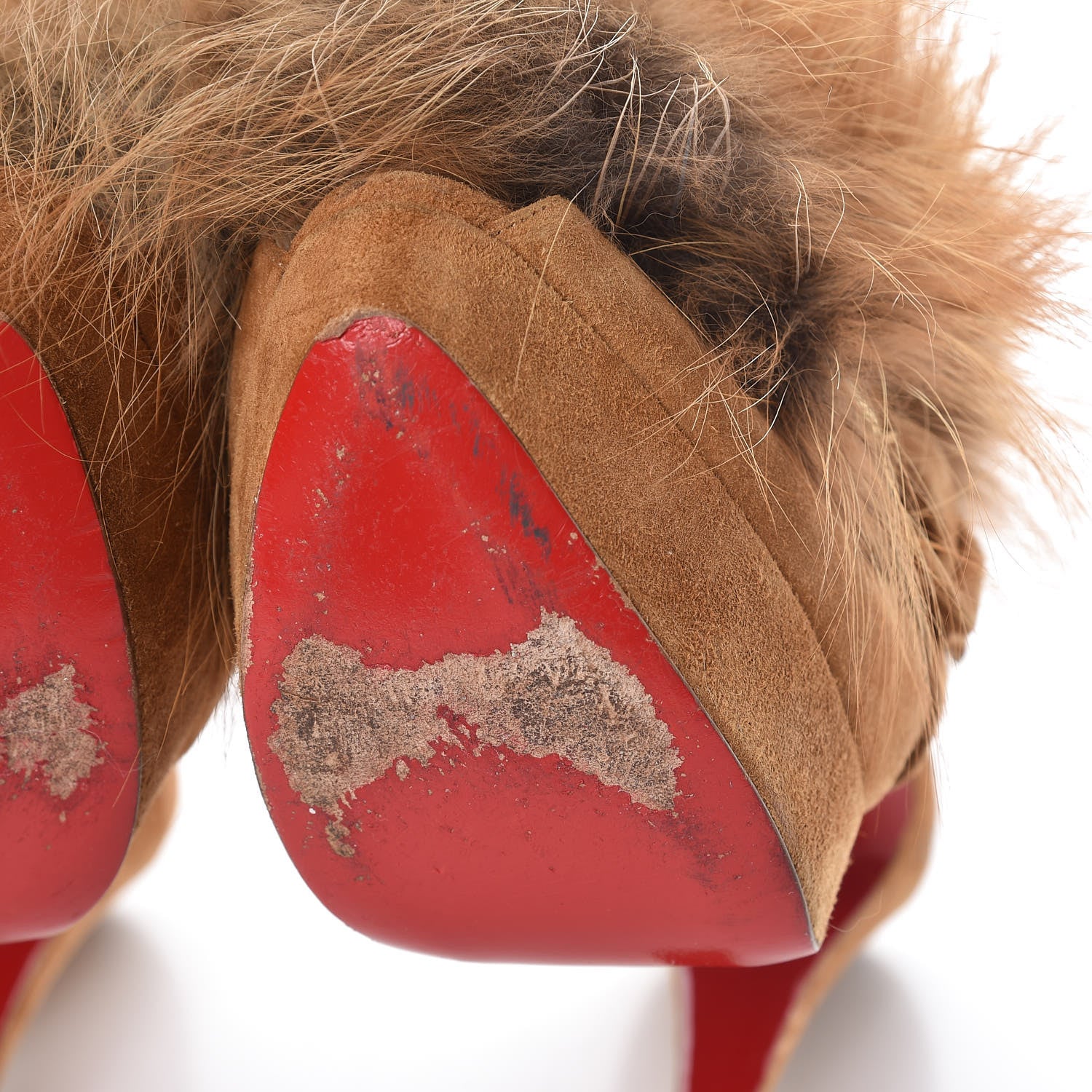 Christian Louboutin Suede Fox Fur Splash 150 Pumps 41.5 Camel 11 of 13