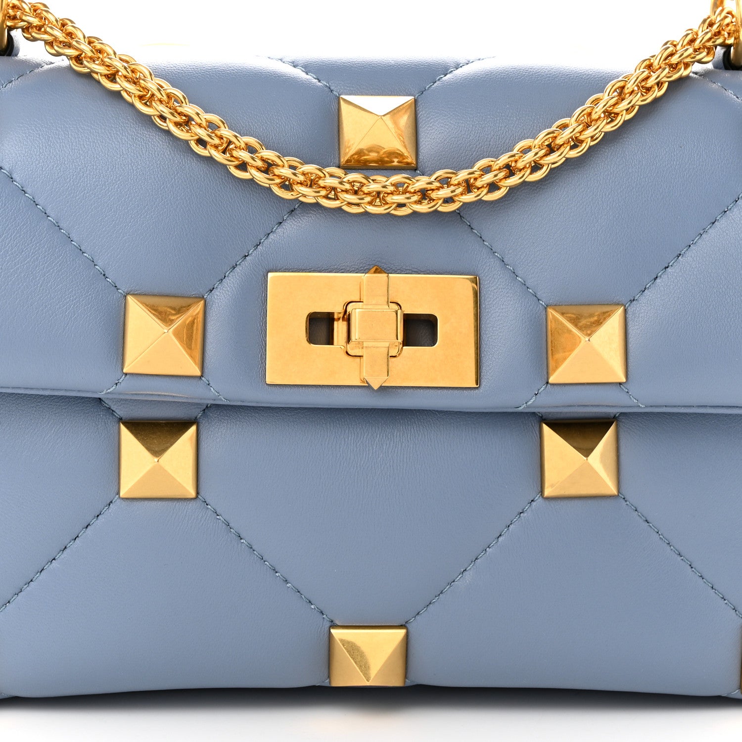 Valentino Garavani Nappa Medium Roman Stud Shoulder Bag Niagara 7 of 9