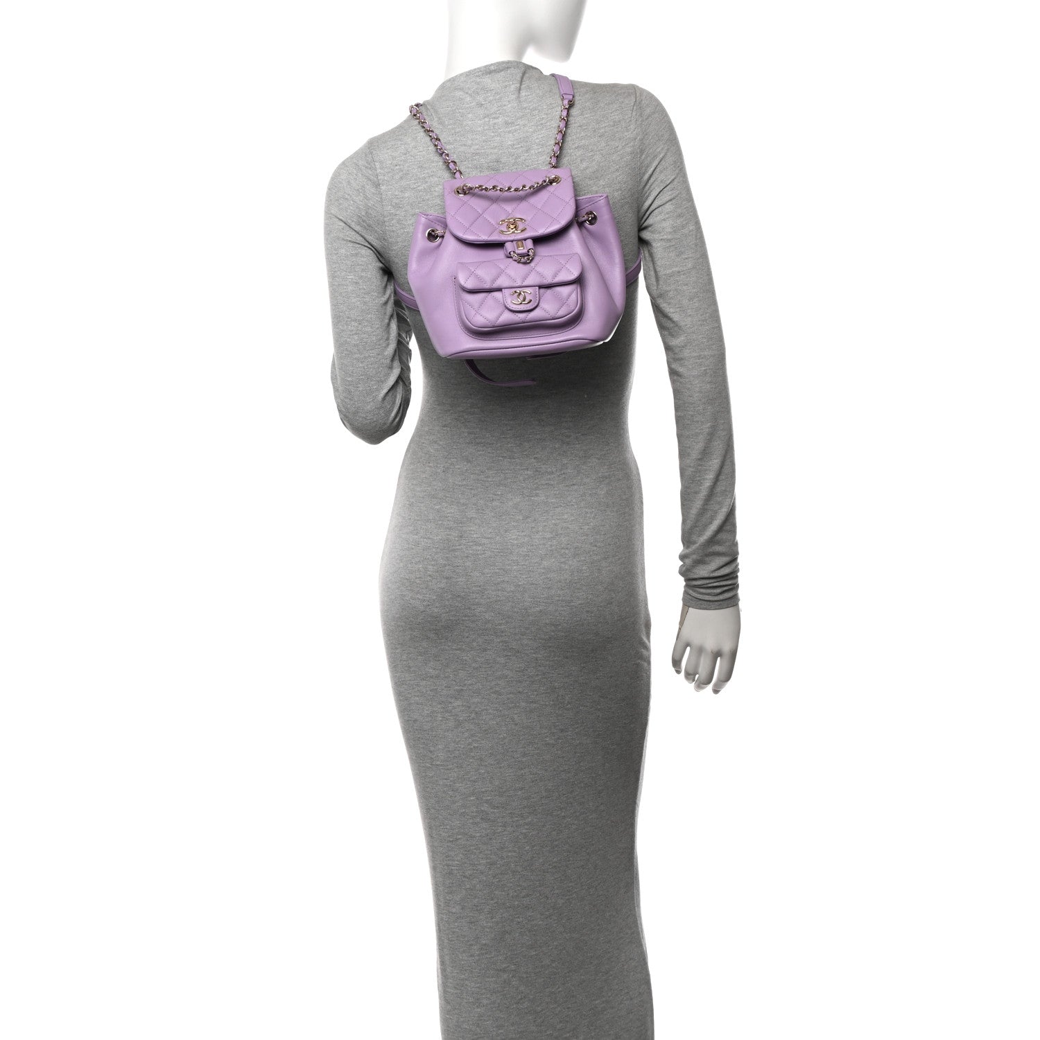 Chanel Lambskin Quilted Small Duma Drawstring Backpack Light Purple 2 of 10