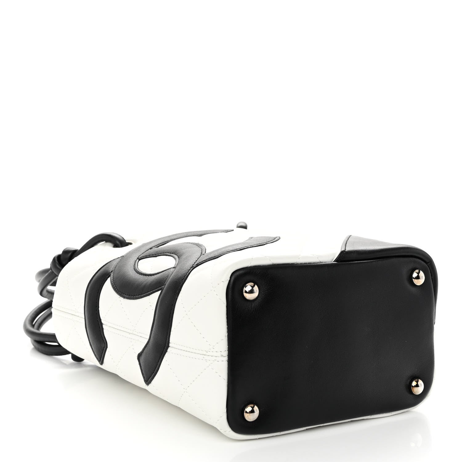 Chanel Calfskin Quilted Small Cambon Tote White Black 4 of 11