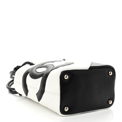 Chanel Calfskin Quilted Small Cambon Tote White Black 4 of 11