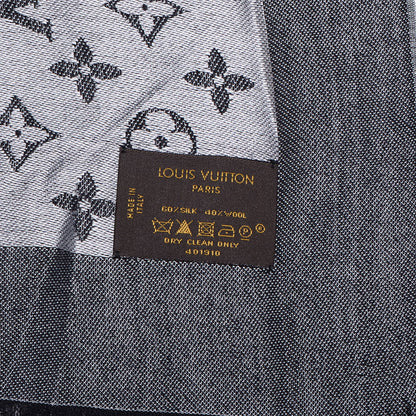 Louis Vuitton Wool Silk Monogram Denim Shawl Black 4 of 4