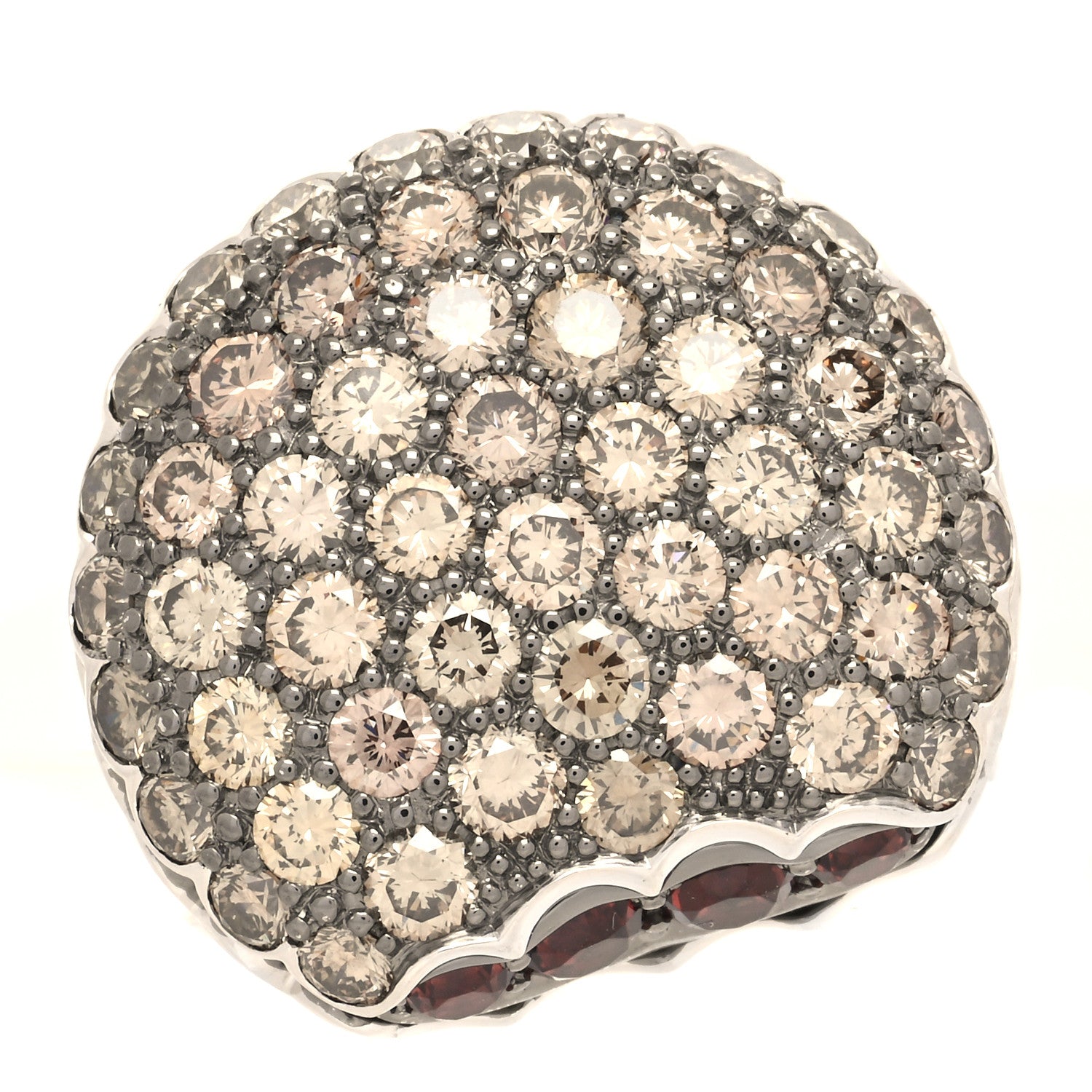 Boucheron 18K White Gold Brown Diamond Garnet Macaron Ring 54 6.75 1 of 6