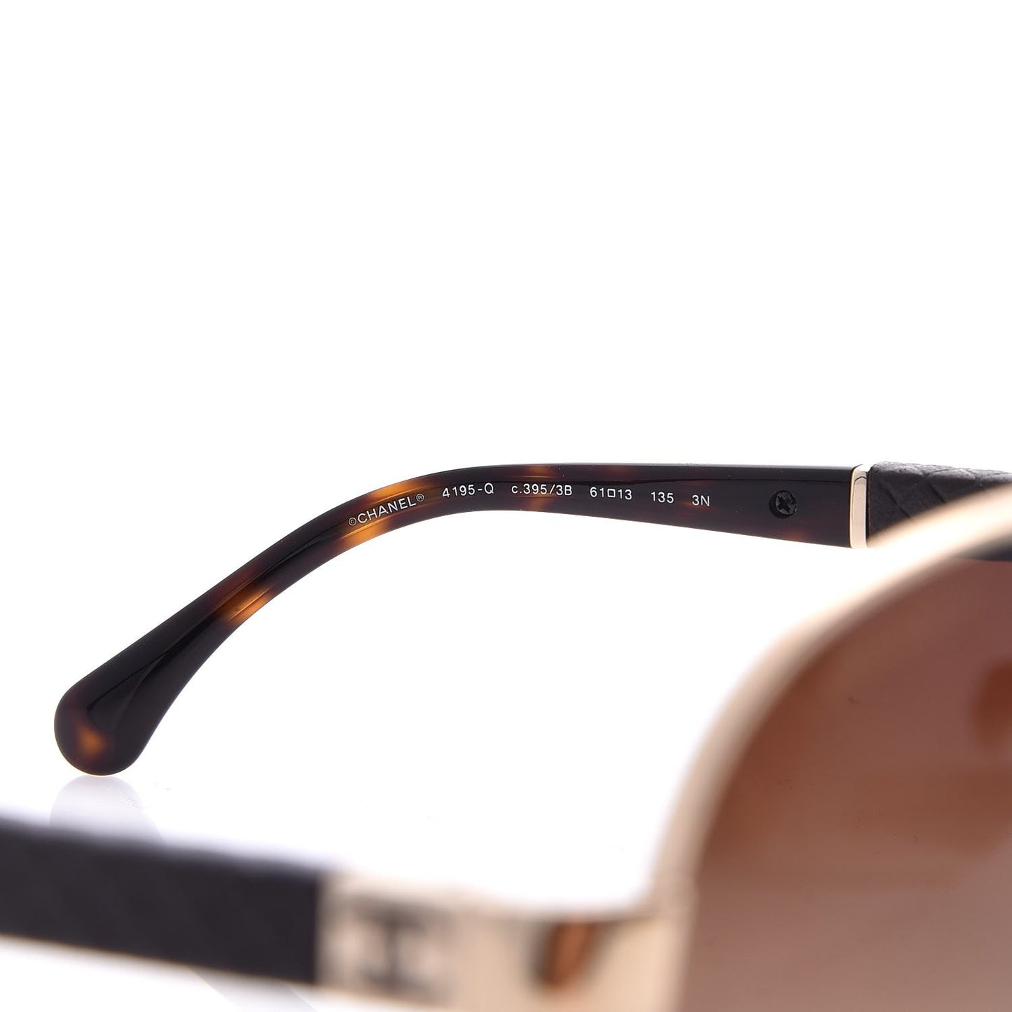 Lambskin Quilted CC Aviator Sunglasses 4195-Q Brown Gold