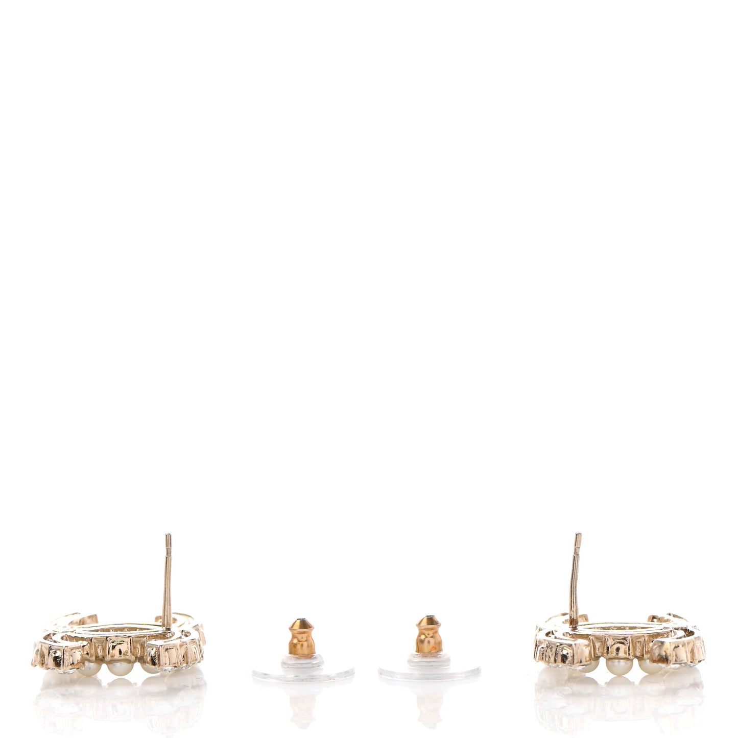 Crystal Pearl CC Dazzling Domino Earrings Gold