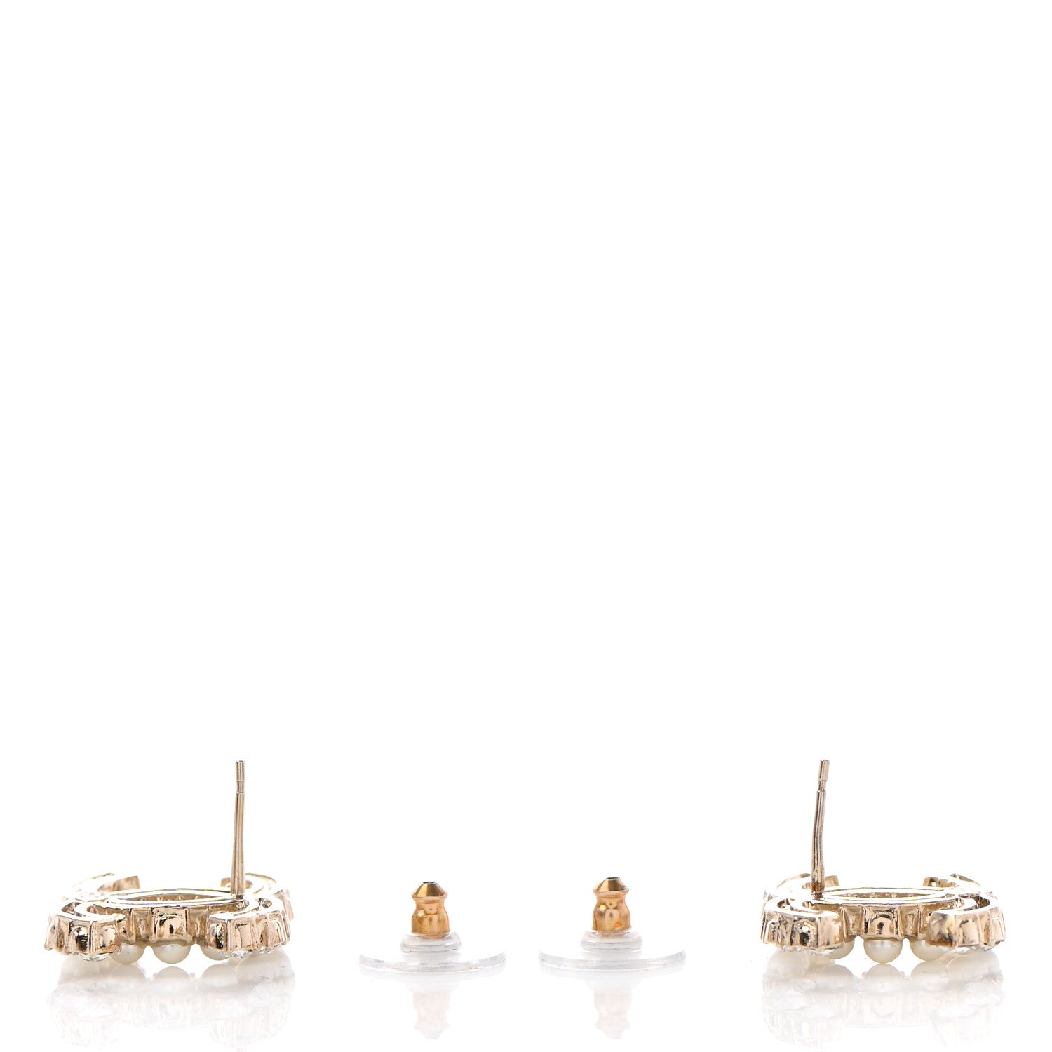 Chanel Crystal Pearl CC Dazzling Domino Earrings Gold 3 of 4