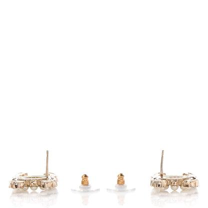 Chanel Crystal Pearl CC Dazzling Domino Earrings Gold 3 of 4