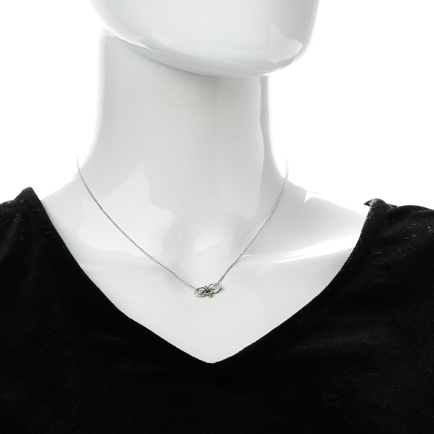 Tiffany Platinum Diamond Tsavorite Paper Flowers Firefly Pendant Necklace 2 of 6