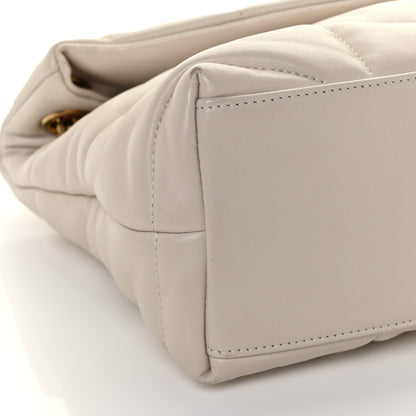 Saint Laurent Lambskin Quilted Small Loulou Puffer Monogram Chain Satchel Blanc Vintage 8 of 14