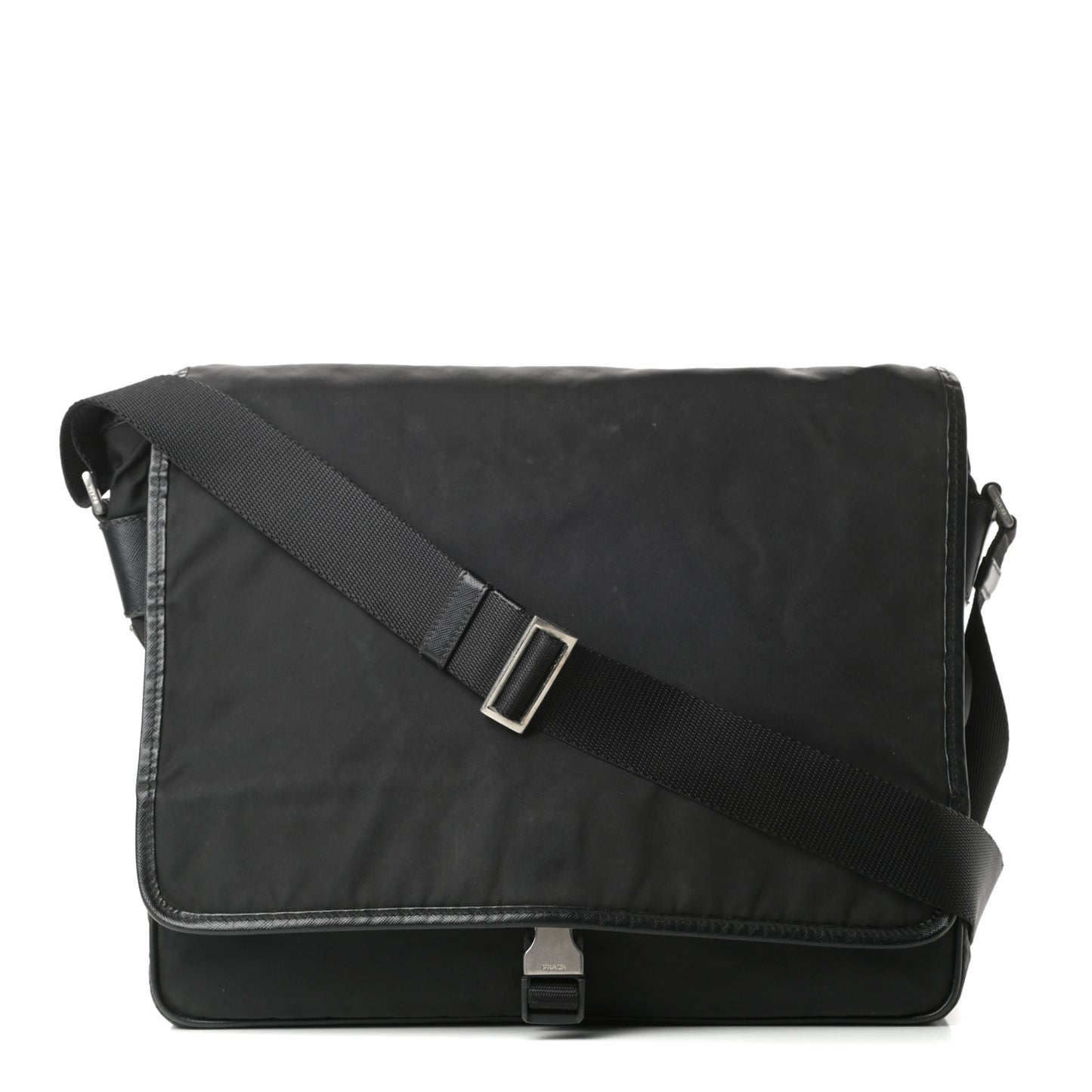 Tessuto Nylon Saffiano Messenger Satchel Black