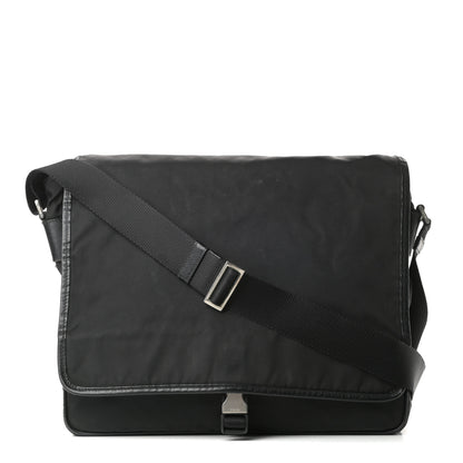 Prada Tessuto Nylon Saffiano Messenger Satchel Black 1 of 13