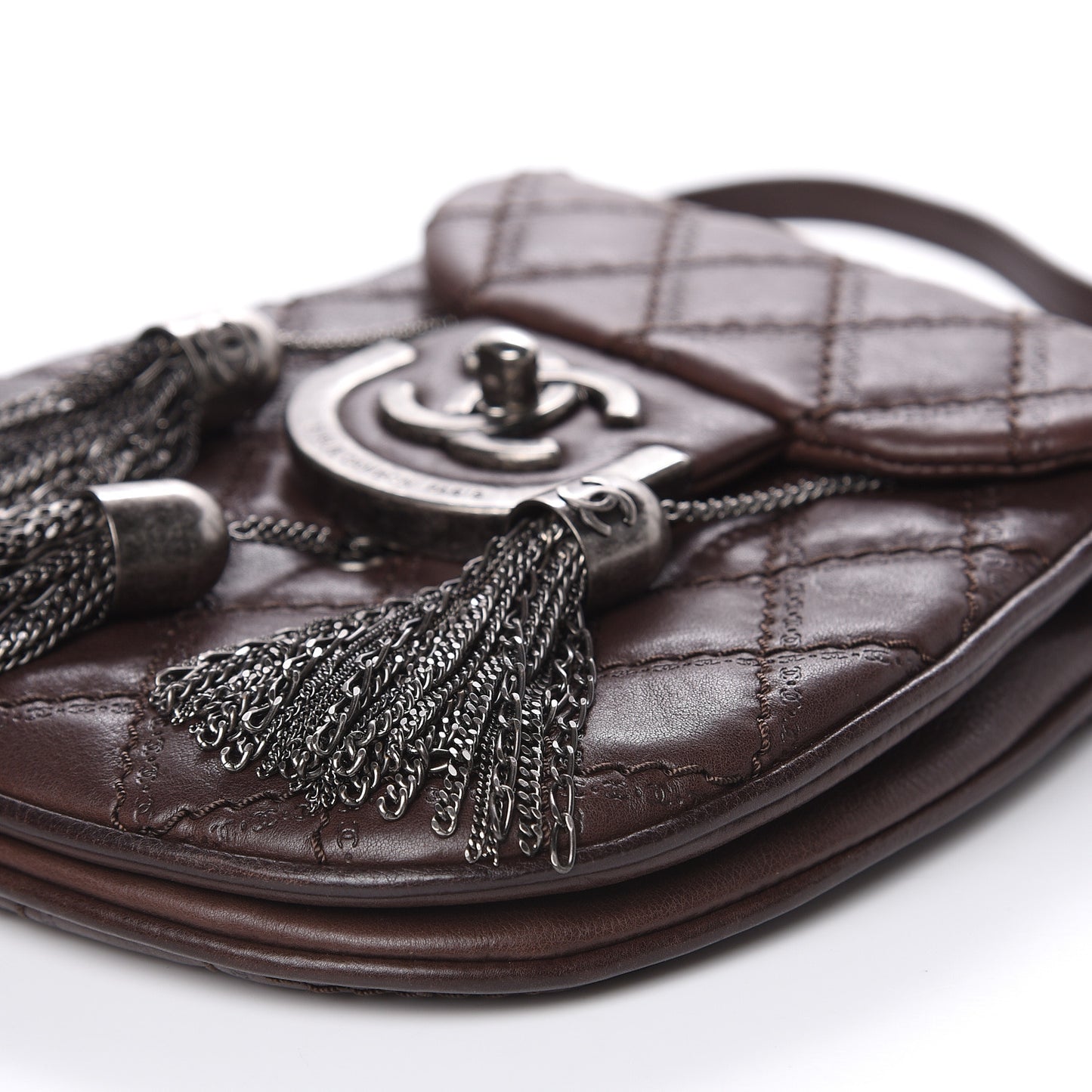 Calfskin Coco Sporran Small Tassel Flap Dark Brown