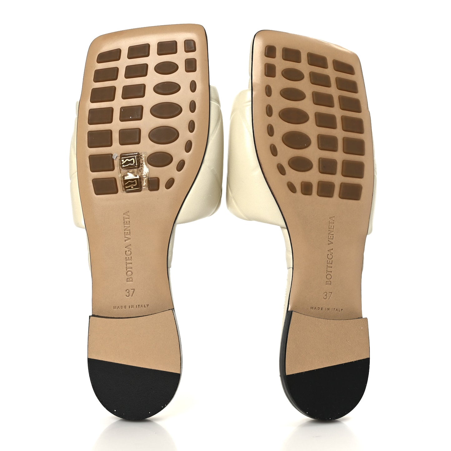 Nappa Quilted Rubber Lido Flat Sandals 37 Sea Salt