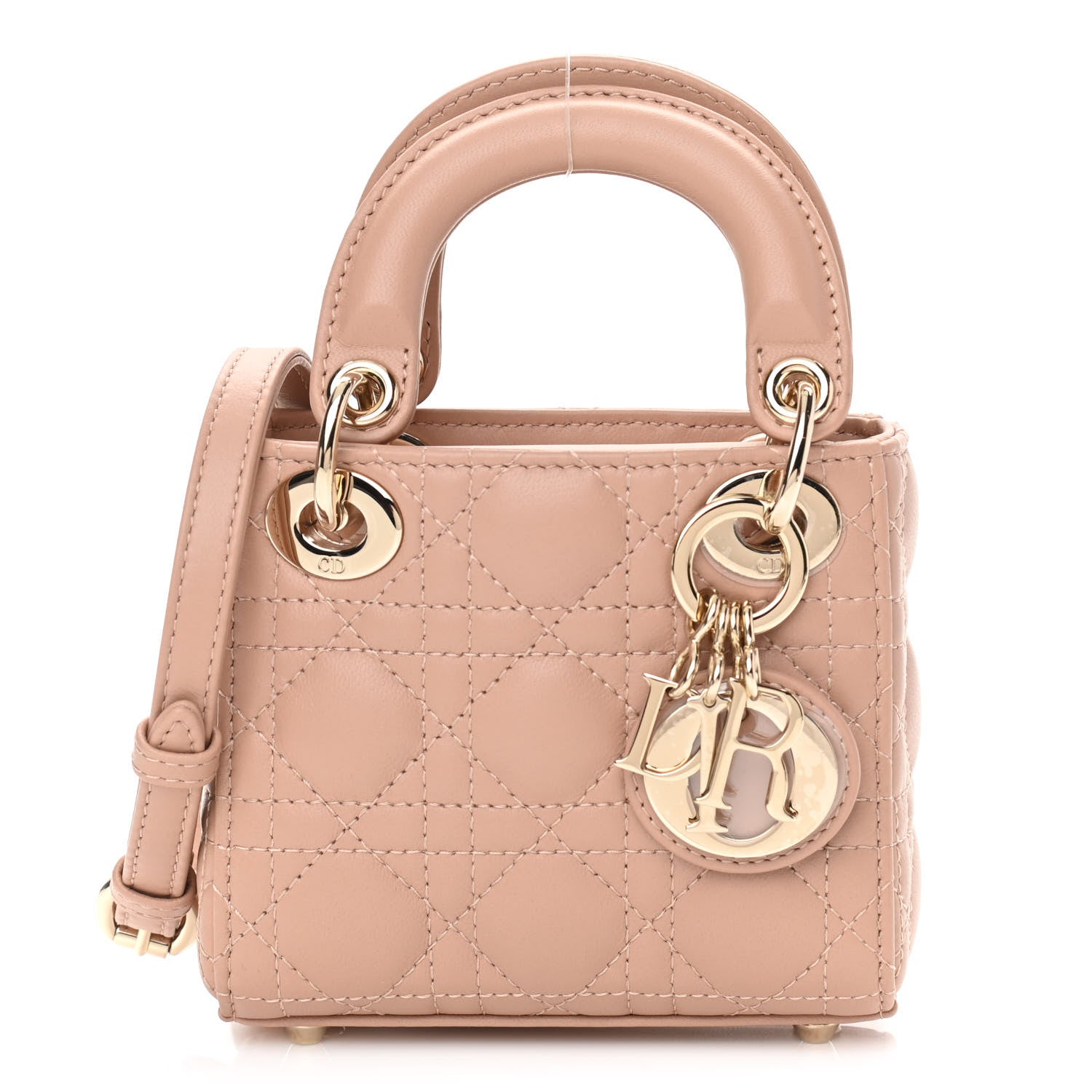 Christian Dior Lambskin Cannage Micro Lady Dior Rose Des Vents 1 of 10