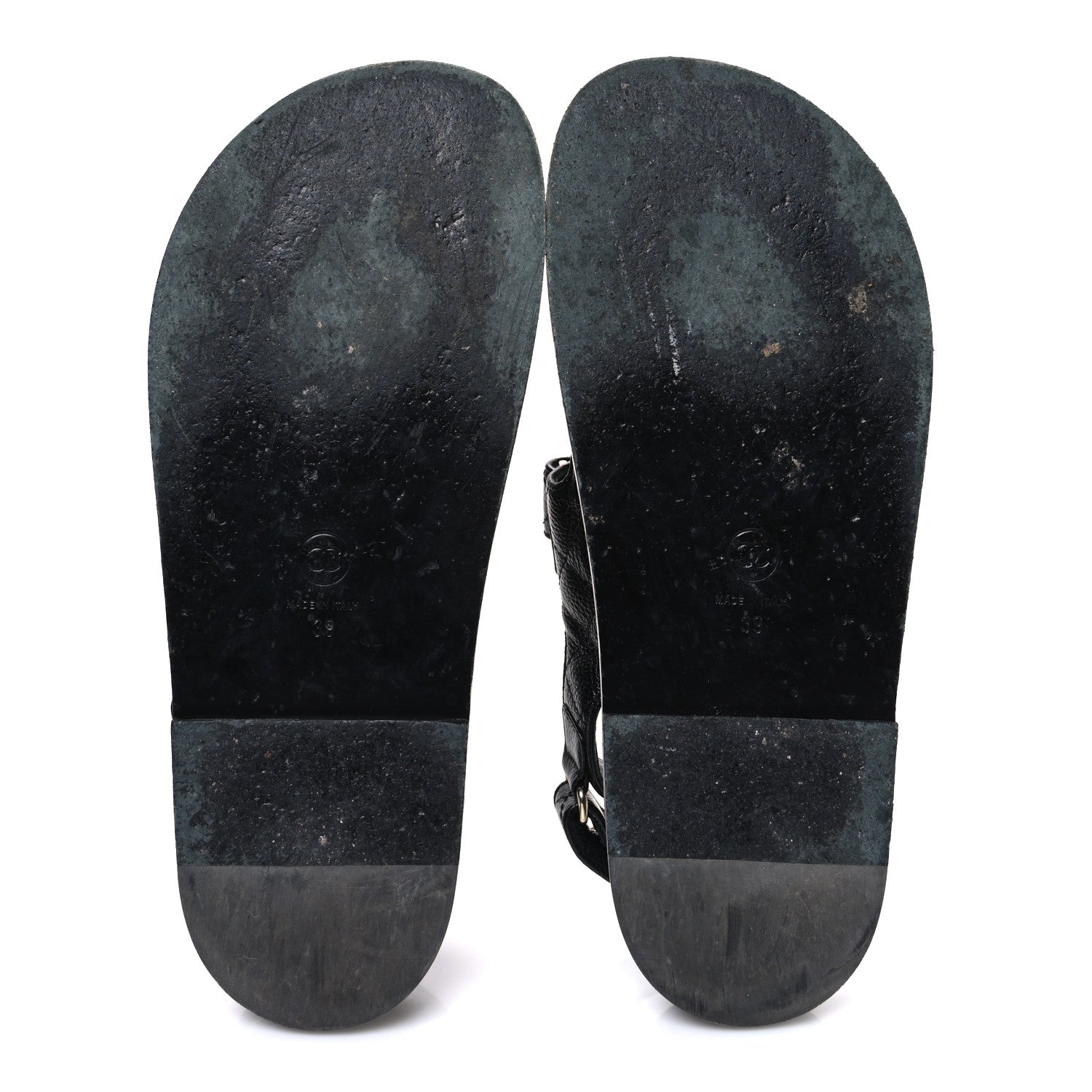 Chanel Grained Calfskin Velcro Dad Sandals 39 Black 7 of 10
